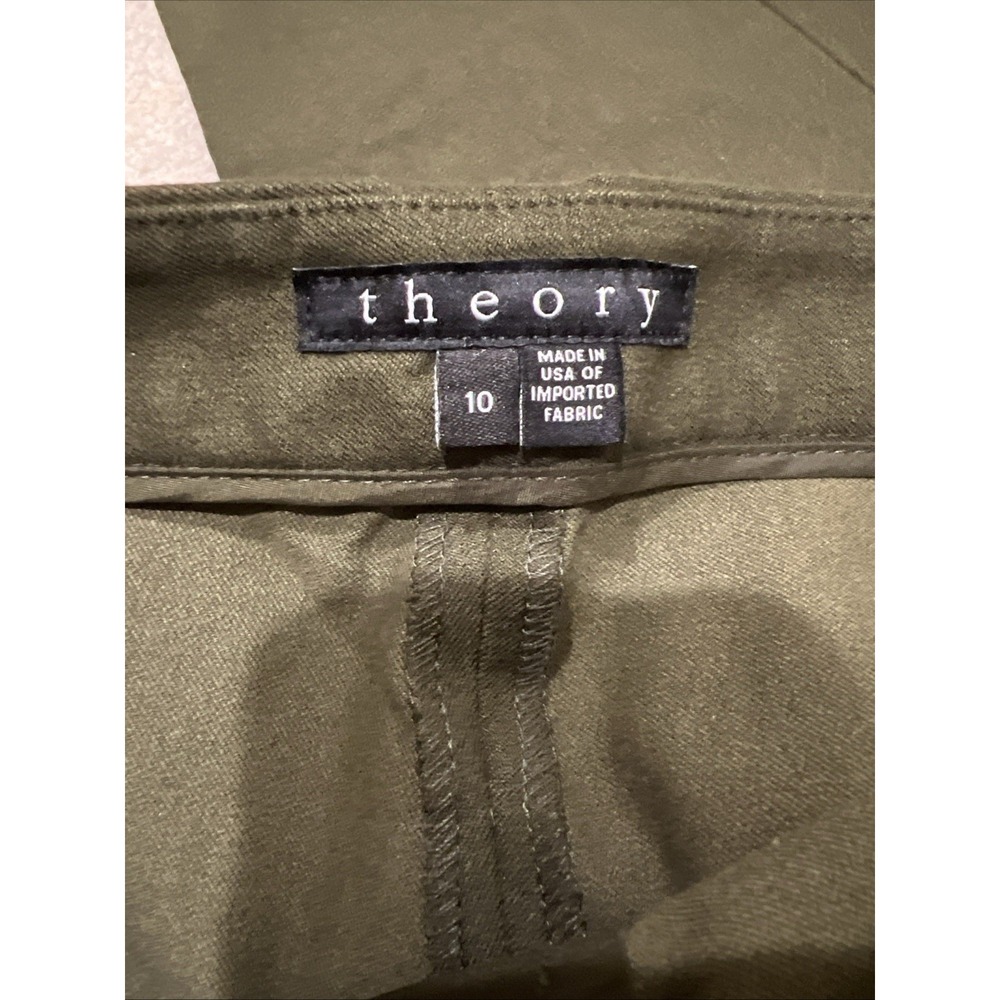Theory Womens Olive Green Adalwen Jetty Pants Size 10 Stretch Skinny Preppy - Picture 4 of 7